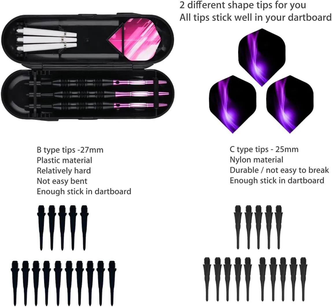 Professional Soft Tip Darts Set 20 Grams - 50 Rubber O-Rings   30 Darts Plastic Tip   Aluminum Shafts   6 Standard Flights   Portable Case for Electronic Dart Board