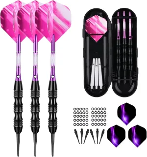 Professional Soft Tip Darts Set 20 Grams - 50 Rubber O-Rings   30 Darts Plastic Tip   Aluminum Shafts   6 Standard Flights   Portable Case for Electronic Dart Board