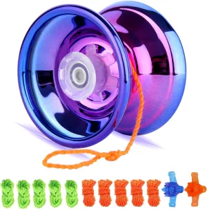 Professional Unresponsive Yoyo Ball - Miraculous Metal Yo Yo Magic for Kids Beginner with 10 String Pack   2 Dragon Finger Gloves for Beginner & Professional (JD306)