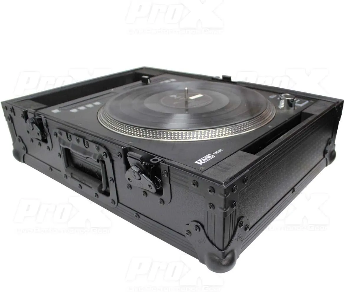 ProX XS-RANE12BL ATA-300 Style Flight Case, For Rane 12 Motorized DJ Control System, Pro Audio Equipment Storage, Black on Black