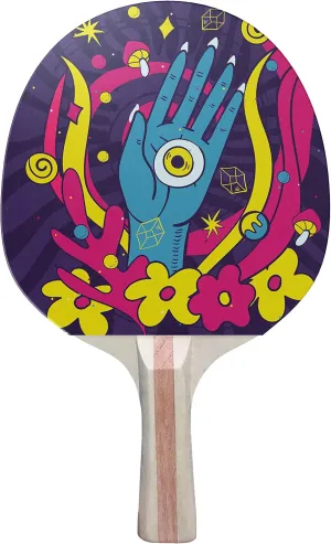 Psychedelic Hand Colorful Design Ping Pong Paddle, Premium 5 Ply Table Tennis Racket (Black on Back)