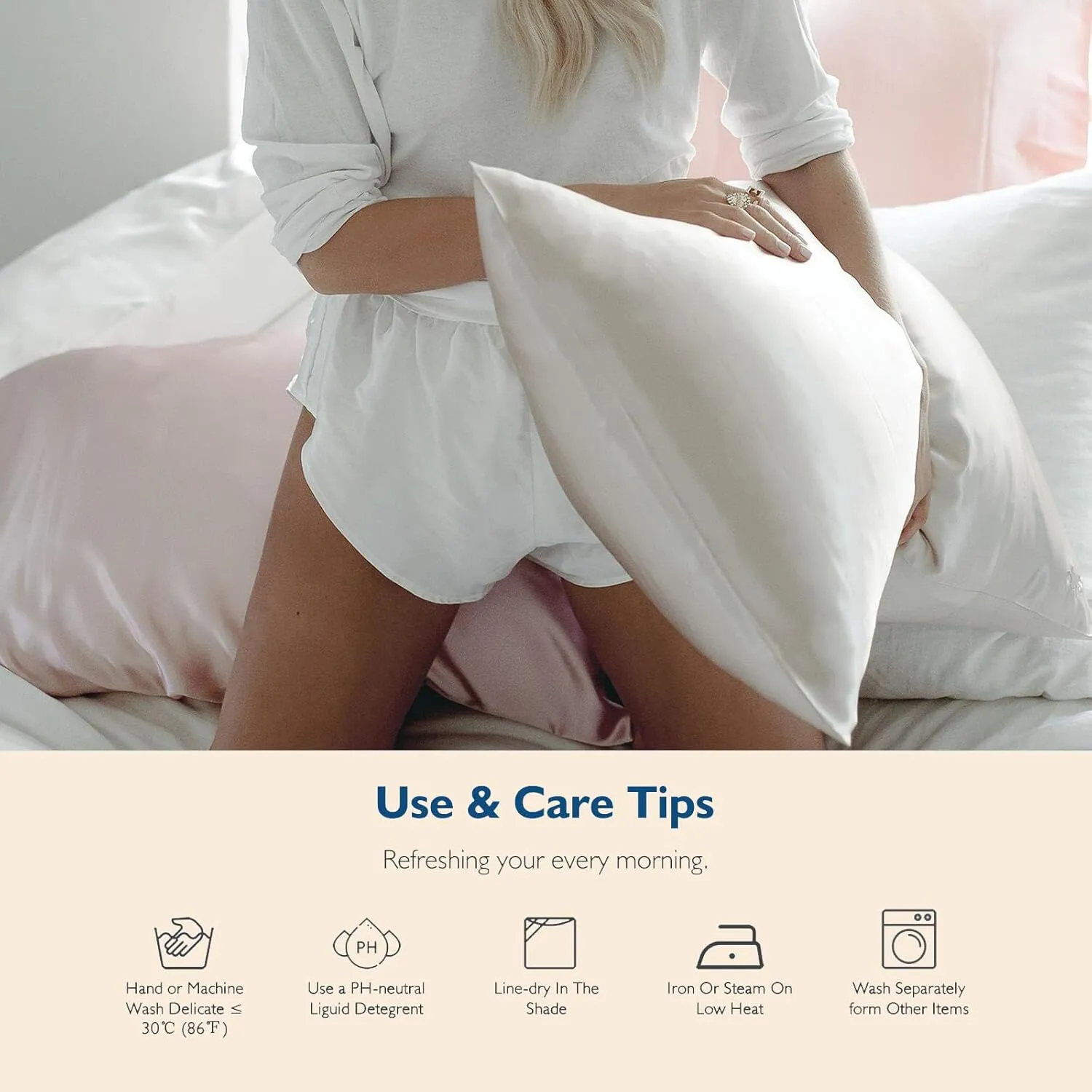 Pure Mulberry Silk Pillowcases Set of 2, Queen Size Silk Pillow Cases, Hair and Skin Friendly 22 Momme Grade-6A Silk Cover with Hidden Zipper (White, 20”X30”)