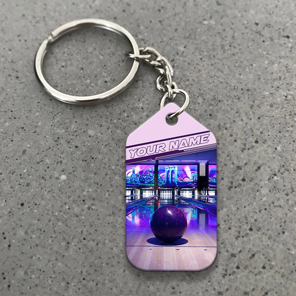 Purple Bowling Ball Personalized Name 3D Keychain