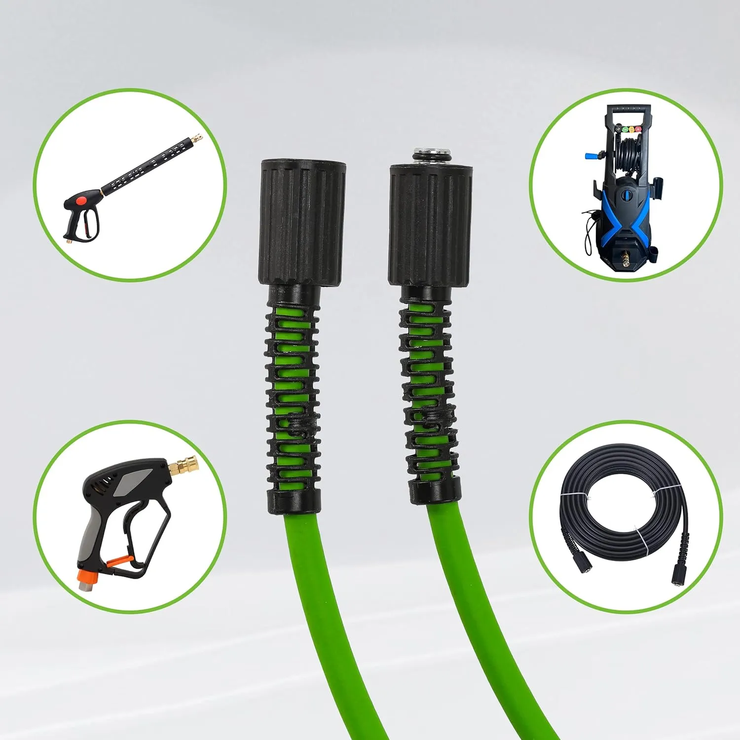 PWACCS Pressure Washer Hose for Power Washer – 3600 PSI Kink Resistant Pressure Washing Extension Hose 50 FT x 1/4" – Universal Electric Power Wash Hose for Replacement – Compatible with M22 Fittings