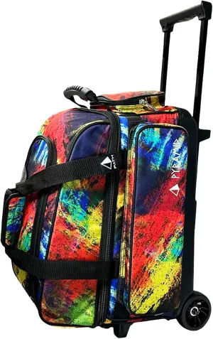 Pyramid Deluxe Double Roller 2 Ball Bowling Bag with Large Separate Shoe Compartment (Up To 2 Pairs Of Shoes) and Accessory Pockets, Sturdy Square Handle - Extends to 40" - Pro Options Available