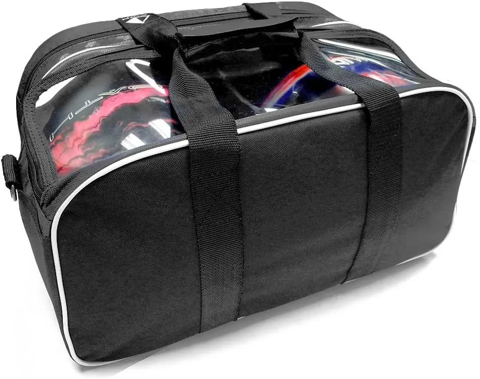 Pyramid Path Double 2 Ball Tote Plus Clear Top Bowling Bag with Large Separate Compartment for Bowling Shoes (Up To US Mens Size 15) or Accessories