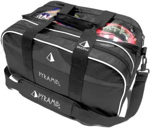 Pyramid Path Double 2 Ball Tote Plus Clear Top Bowling Bag with Large Separate Compartment for Bowling Shoes (Up To US Mens Size 15) or Accessories