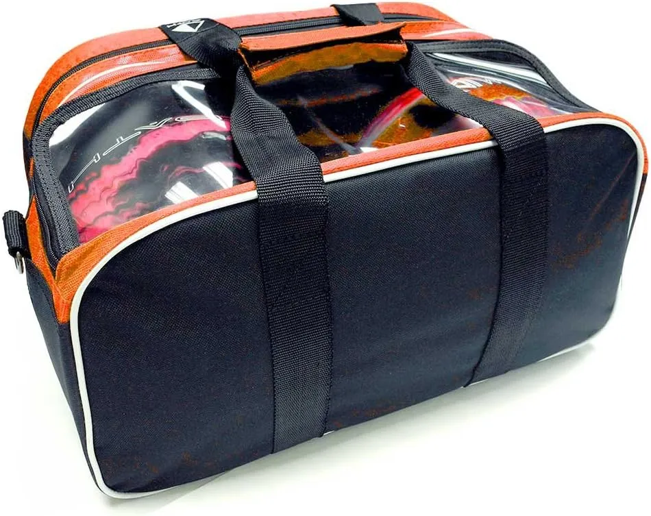 Pyramid Path Double 2 Ball Tote Plus Clear Top Bowling Bag with Large Separate Compartment for Bowling Shoes (Up To US Mens Size 15) or Accessories