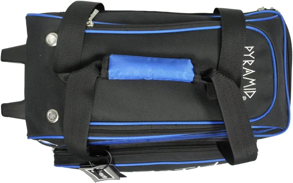 Pyramid Path Premium Deluxe 2 Ball Double Roller Bowling Bag With Large Separate Shoe Compartment (Up To US Mens Size 15) and Oversized Accessory Pocket, Retractable Locking Handle - Extends to 37"