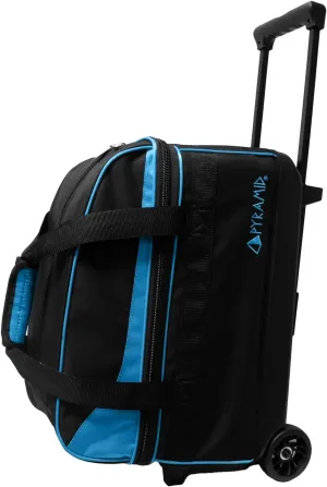 Pyramid Prime Double Roller 2 Ball Bowling Bag with Large Separate Compartment for Bowling Shoes (Up To US Mens Size 16) or Accessories, Locking Handle - Extends to 40"