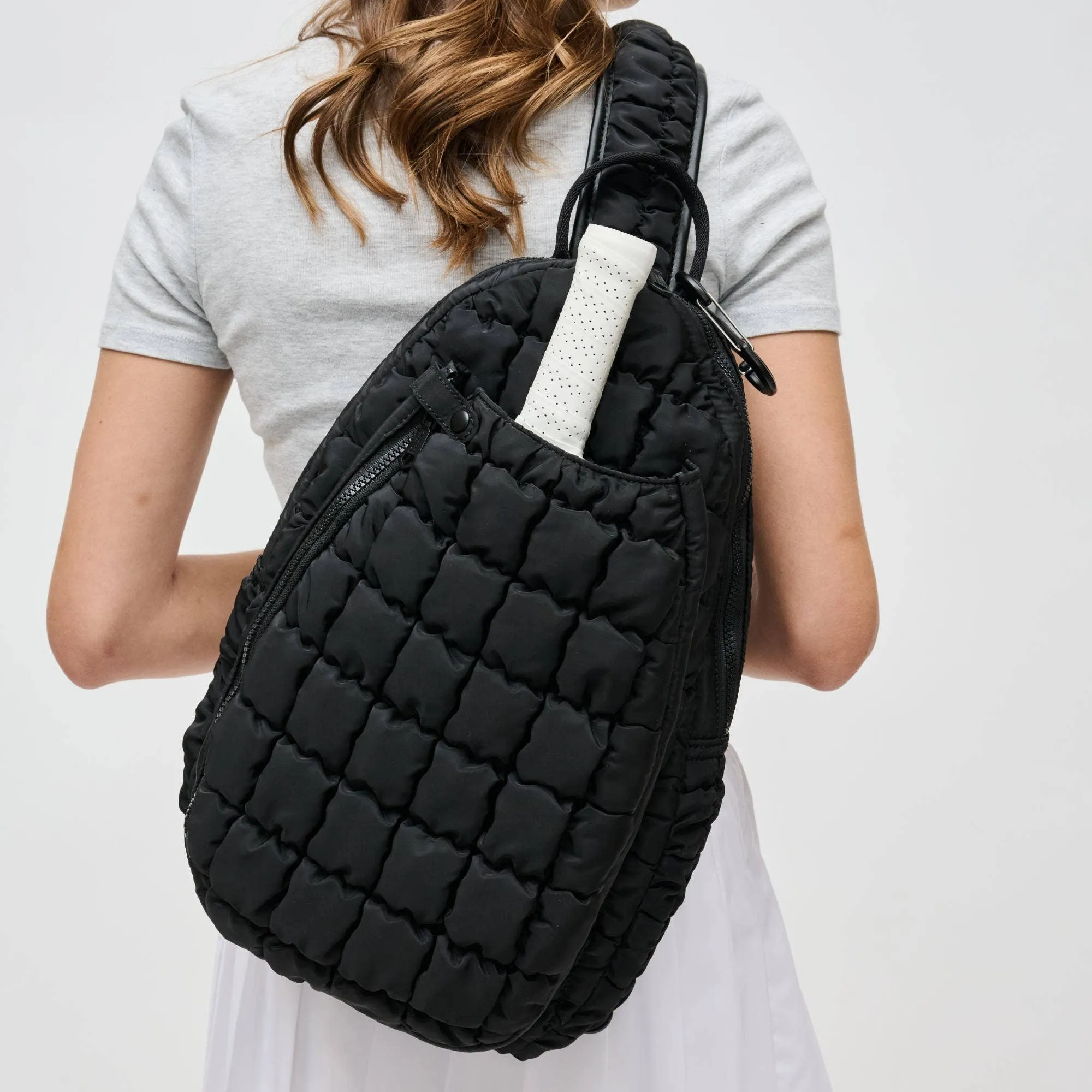 Quilted Puffer Pickleball-Paddle Tennis Sling | black