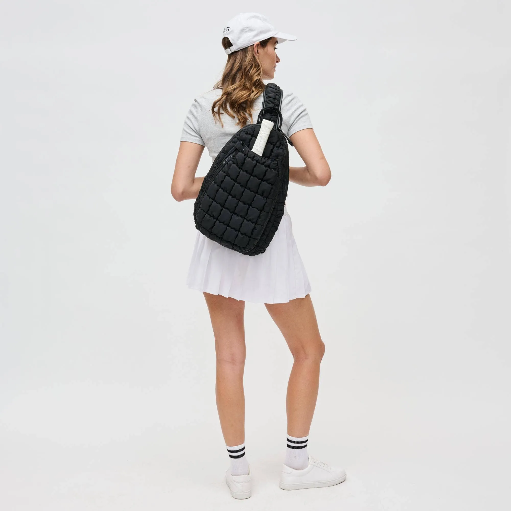 Quilted Puffer Pickleball-Paddle Tennis Sling | black