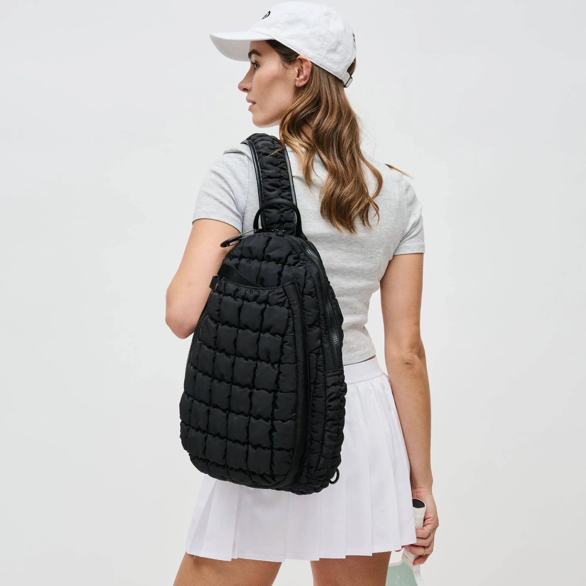 Quilted Puffer Pickleball-Paddle Tennis Sling | black