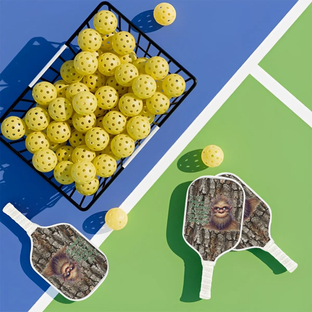 "If You Find Me Offensive..." Bigfoot Sasquatch Quote Pickleball Paddle