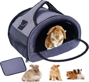 Rabbit Carrier, Small Pet Carriers for Guinea Pig Hamster Bird Bunny Bearded Dragon Kitty, Animal Bag with Stable Handle and Waterproof Pad, Easy Travel and Vet Visit-Large