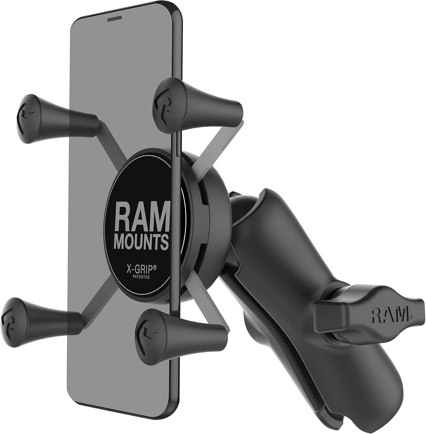 RAM Mounts RAP-HOL-UN7B-201U X-Grip Phone Holder with Composite Double Socket Arm(Medium) Compatible with RAM B Size 1" Ball Components