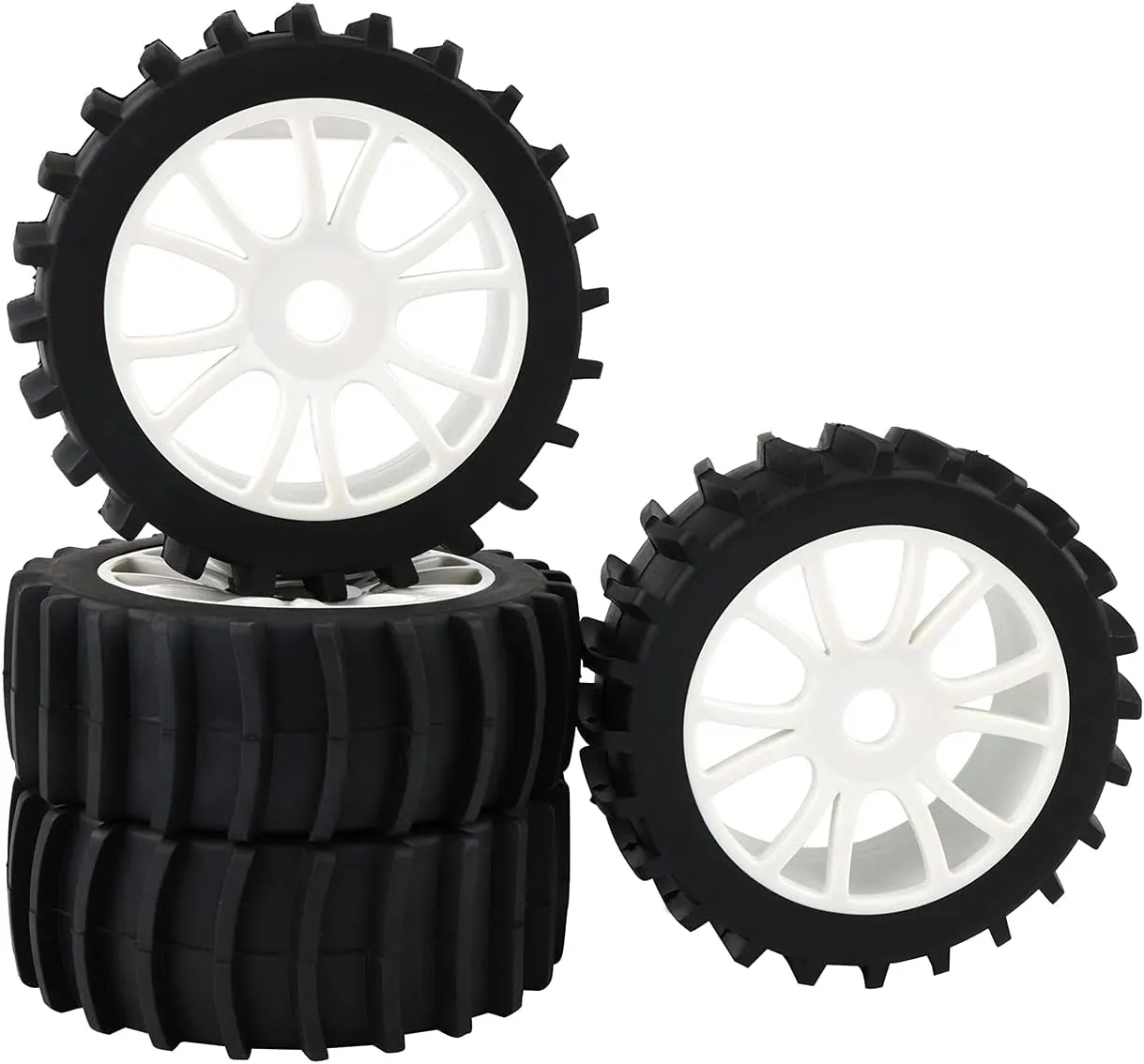 RC Car Tires White 1/8 Scale RC Off Road Buggy Snow Sand Paddle Tires Tyre Wheel RC Replacement Parts for HSP HPI Baja Redcat Arrma etc