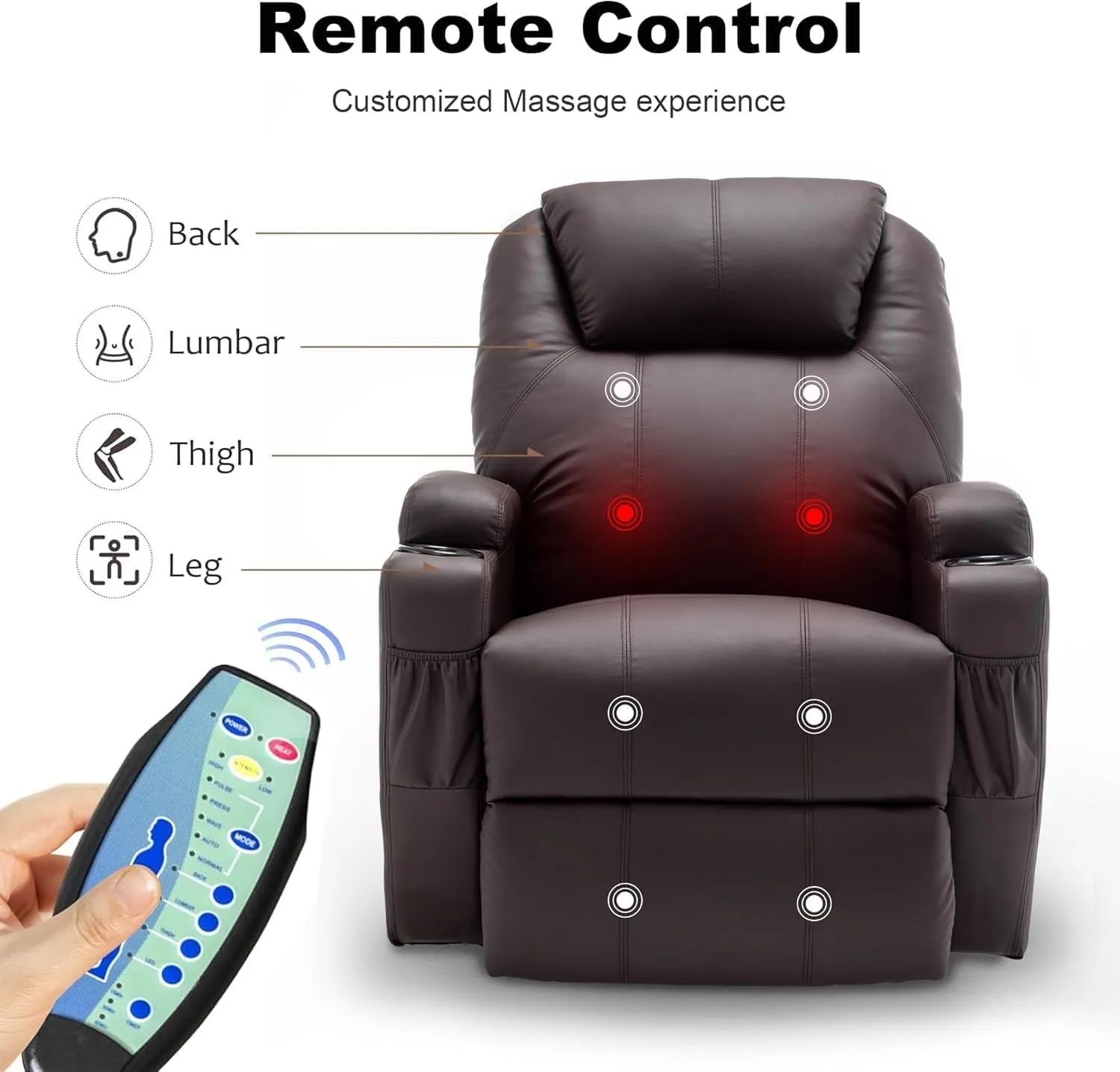 Recliner Chair, Rocker Recliner Chair with Massage and Heat, Manual Recliner Chairs for Adults, 360° Swivel Rocker Recliner with Remote Control and Cup Holder for Living Room, Nursery