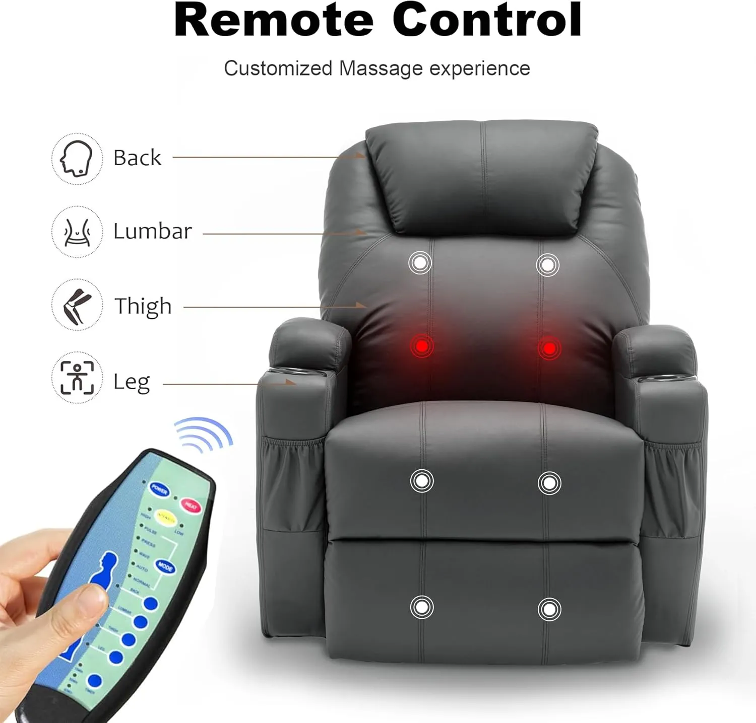 Recliner Chair, Rocking Chair with Massage and Heat, 360° Swivel Recliner Chairs for Adults, Rocker Manual Recliner with Remote Control and Cup Holder for Living Room, Bedroom, Nursery