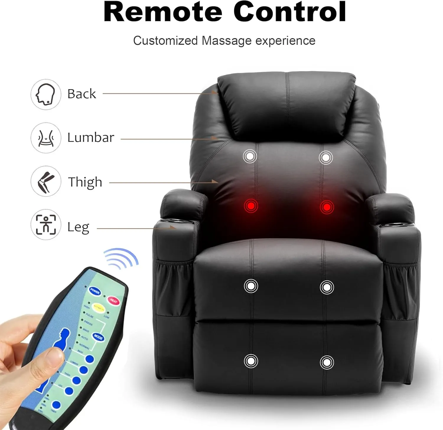 Recliner Chair, Rocking Chair with Massage and Heat, 360° Swivel Recliner Chairs for Adults, Rocker Manual Recliner with Remote Control and Cup Holder for Living Room, Bedroom, Nursery