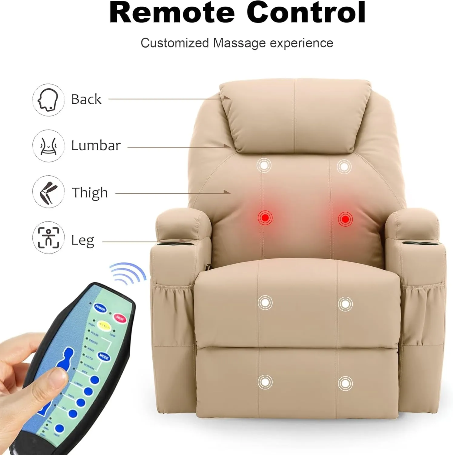 Recliner Chair, Rocking Chair with Massage and Heat, 360° Swivel Recliner Chairs for Adults, Rocker Manual Recliner with Remote Control and Cup Holder for Living Room, Bedroom, Nursery
