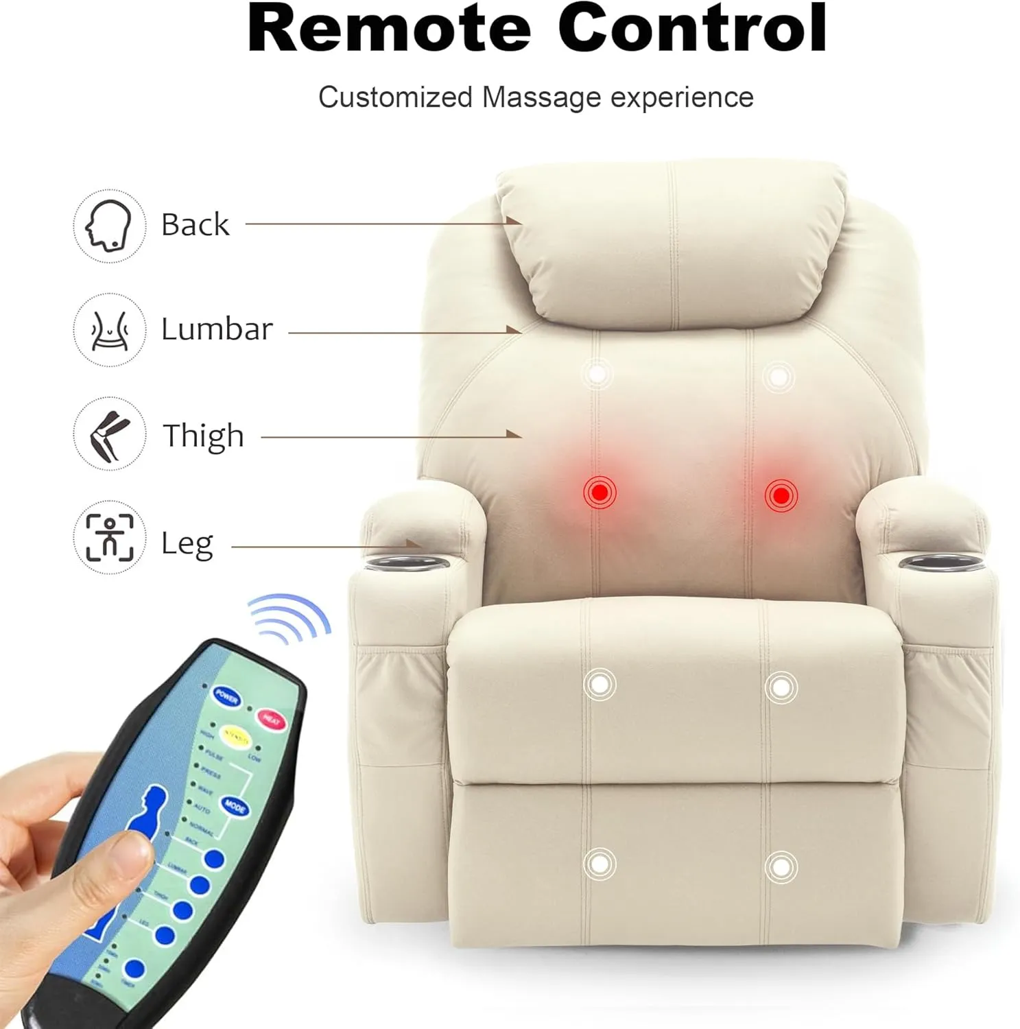 Recliner Chair, Rocking Chair with Massage and Heat, 360° Swivel Recliner Chairs for Adults, Rocker Manual Recliner with Remote Control and Cup Holder for Living Room, Bedroom, Nursery