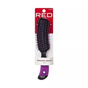 Red by Kiss Banana Brush Small HH208 – Contoured Design for Precision Detangling & Styling | Size: Small Curved Brush
