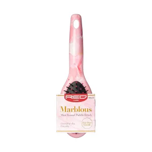 Red by Kiss Marblous Mini Round Paddle Brush HH24 – Travel-Sized Styling with Marble Flair | Size: Mini Round Paddle