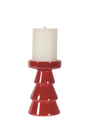 Red Lustre Pillar Candle Holder - Large