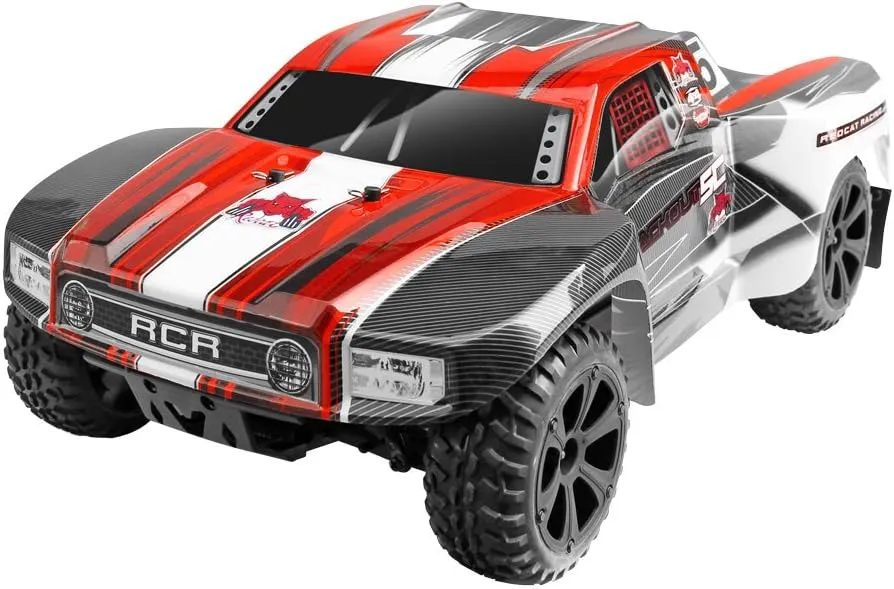 Redcat Racing Blackout SC 1/10 Scale Electric Short Course Truck with Waterproof Electronics Vehicle, Red
