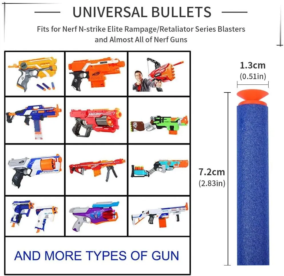 Refill Darts Universal Suction Dart Foam Bullet 100-Dart Refill Pack for Nerf N-Strike Elite Series Blasters Toy Gun
