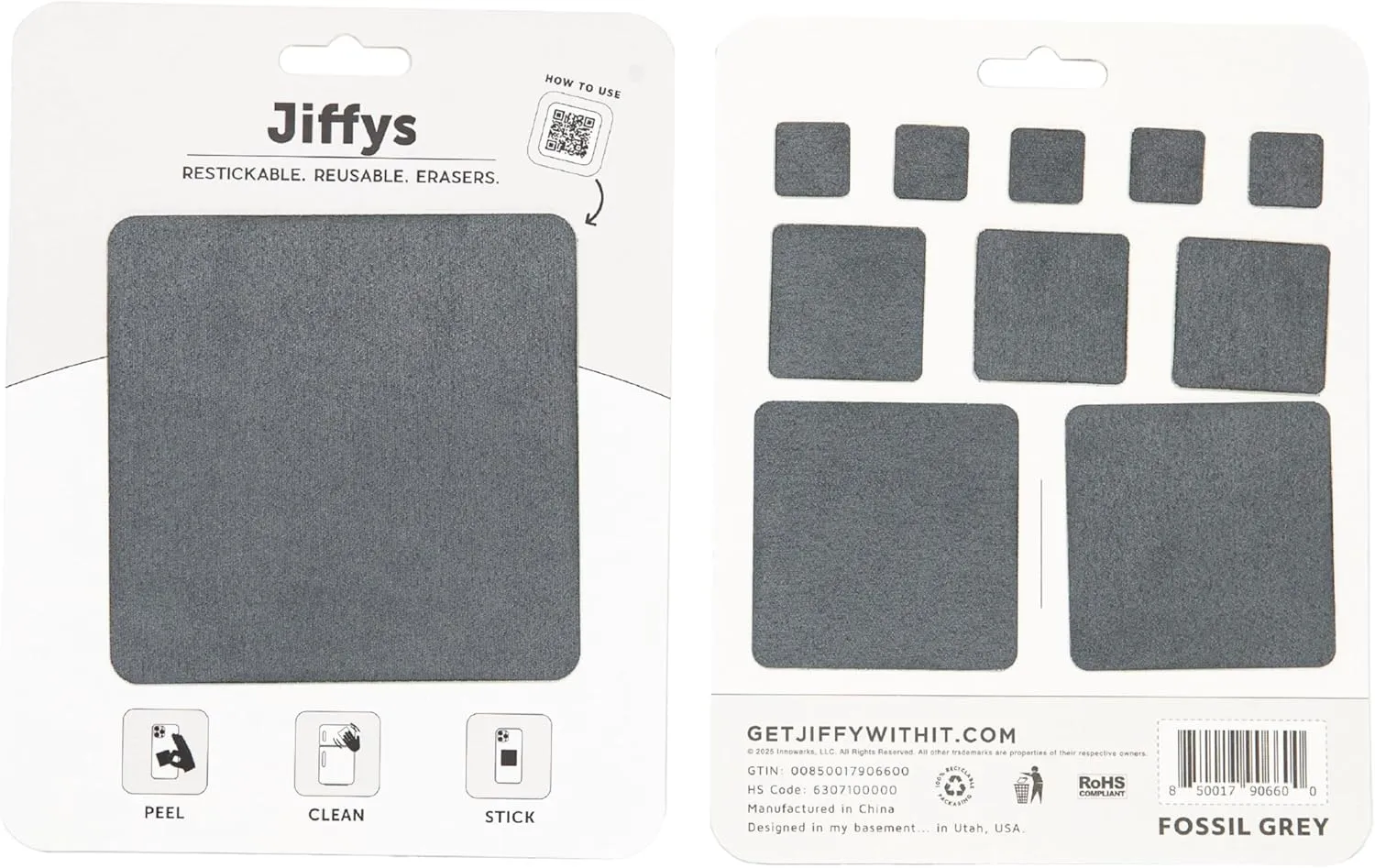Restickable Cleaning Pads – Reusable, Washable, Multi-Surface Cleaner for Home & Kitchen, Fossil Grey