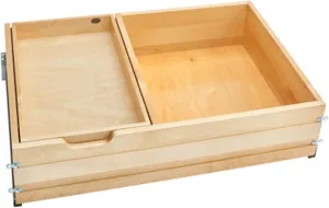 Rev-A-Shelf 4WTCDD-36HSC-1 33 Inch Wide 2 Tiered Kitchen Utensil & Cutlery Pullout Deep Drawer Tray Organizer with Blumotion Soft Close Slides, Wood