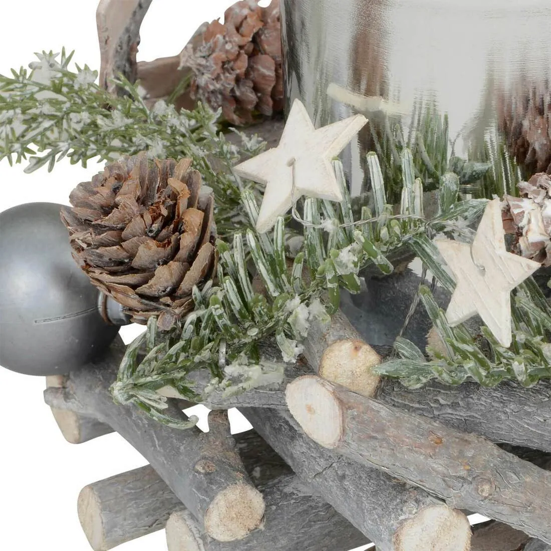 Round Wooden Tealight Candle Holder Christmas Decoration