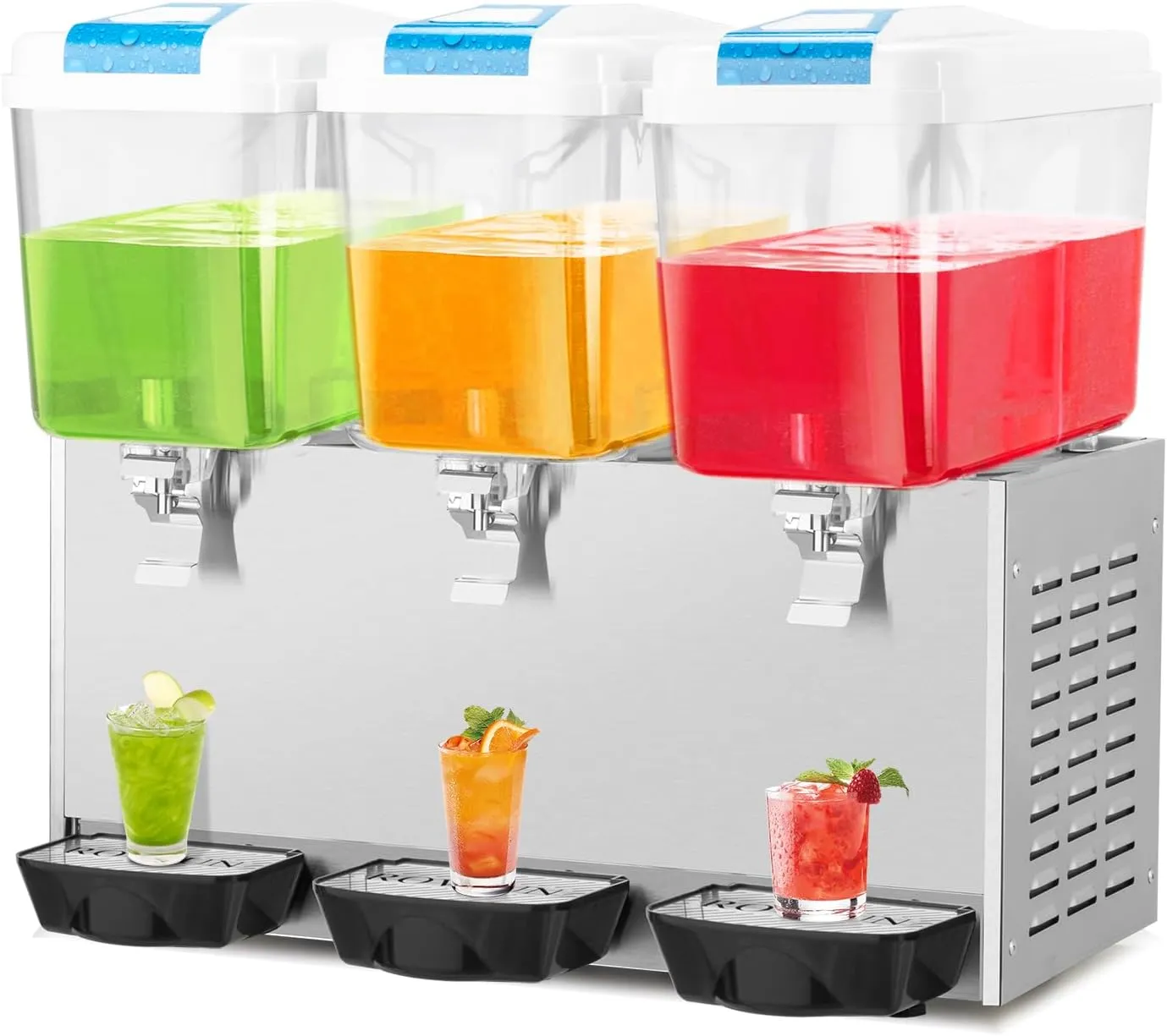 ROVSUN 14.4 Gal/54L Commercial Beverage Dispenser, 18L X 3 Tanks Commercial Juice Dispenser Cold Drink Dispenser Stainless Steel with Thermostat Controller for Home Restaurant Bar Party 110V/60HZ