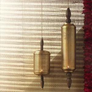 Rumi & Ruhani Metallic And Wood Finish T Light Holder For Home Festive Decor