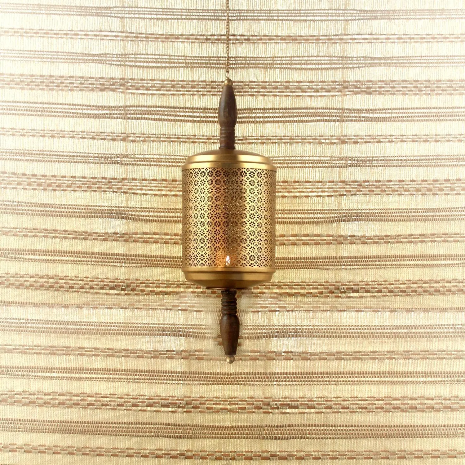 Rumi & Ruhani Metallic And Wood Finish T Light Holder For Home Festive Decor