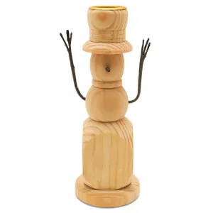 Rustic Snowman Candlestick, 6"