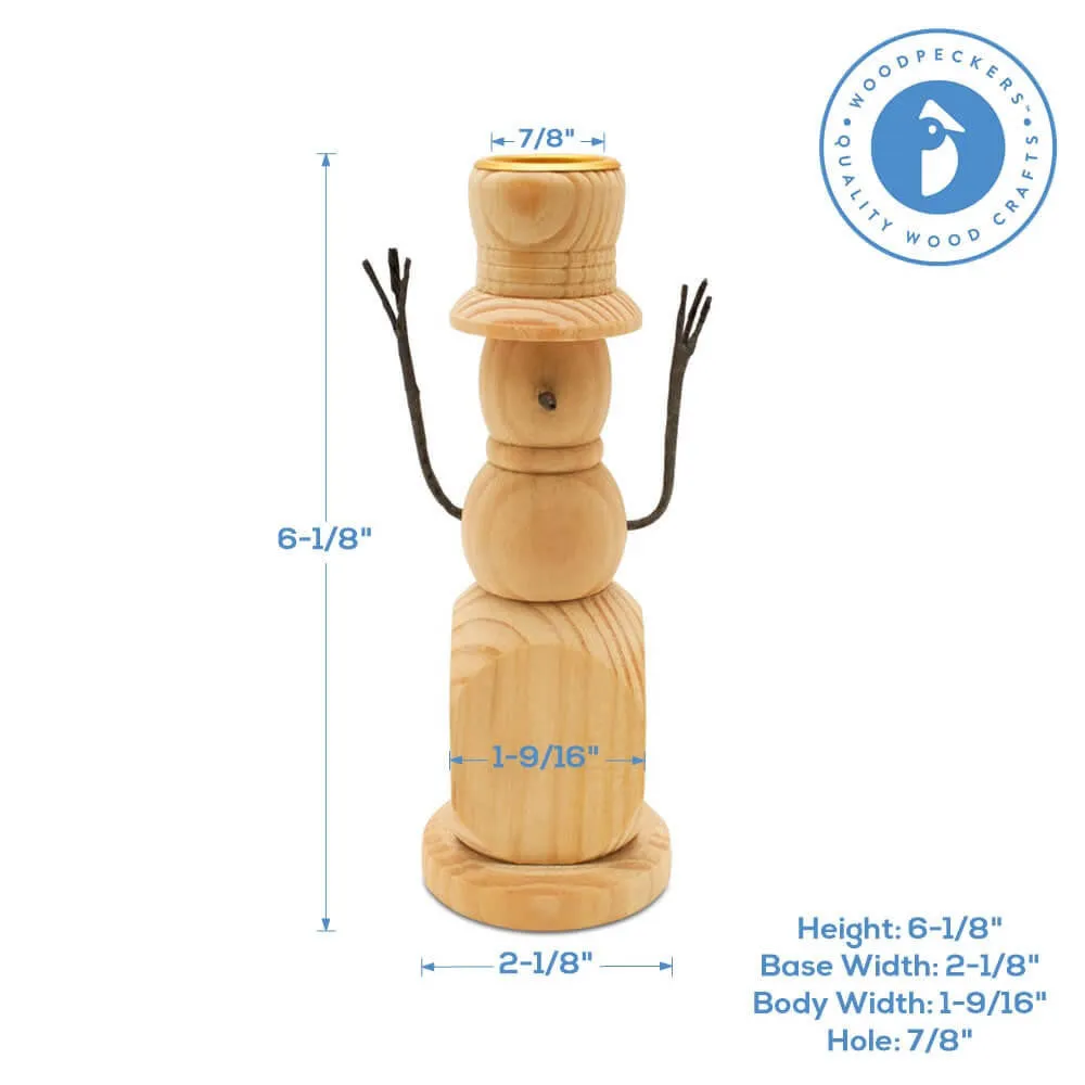Rustic Snowman Candlestick, 6"