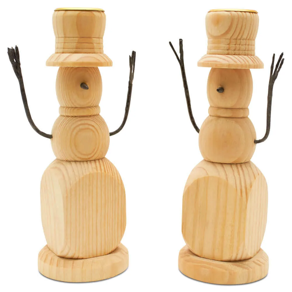 Rustic Snowman Candlestick, 6"