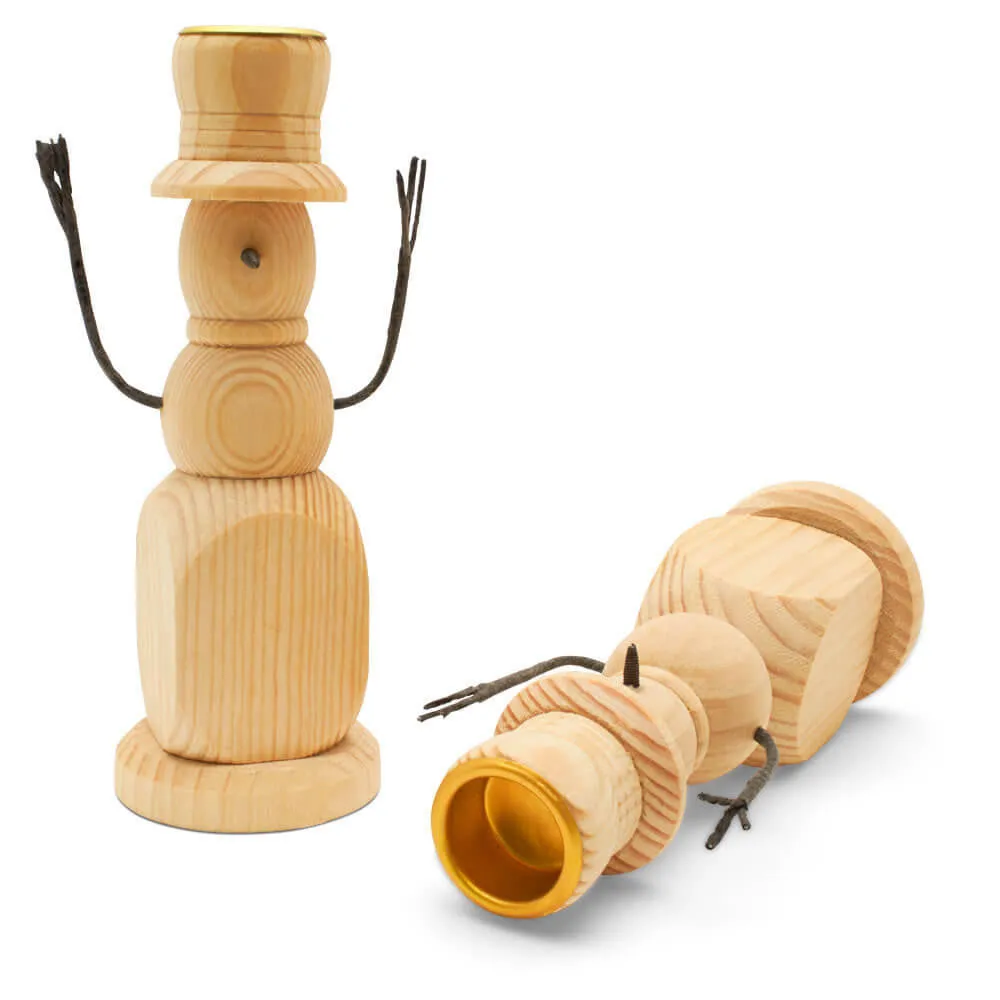 Rustic Snowman Candlestick, 6"
