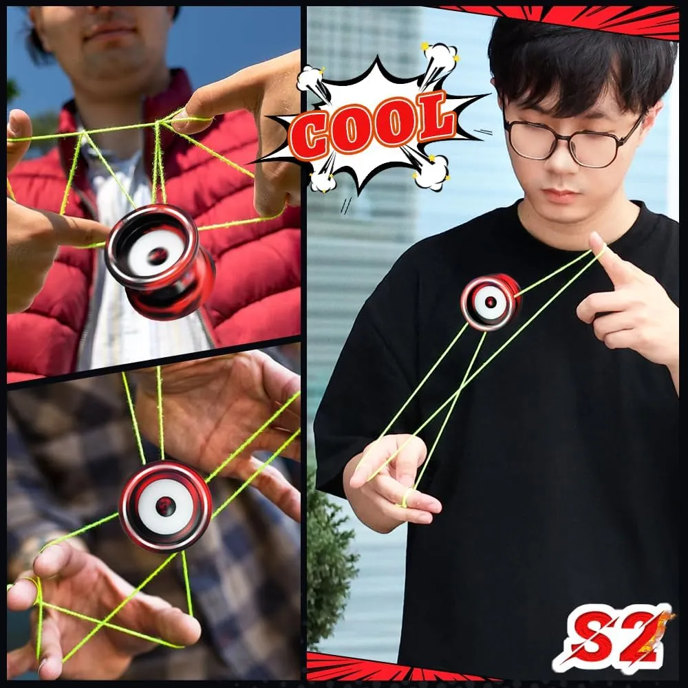 S2 Beginners Yoyo Professional Trick Yoyo for Kids 8-12, Metal Responsive Yo-yo for Adults with Dual Function, 10 Strings, Case, Bearing Removal Tool