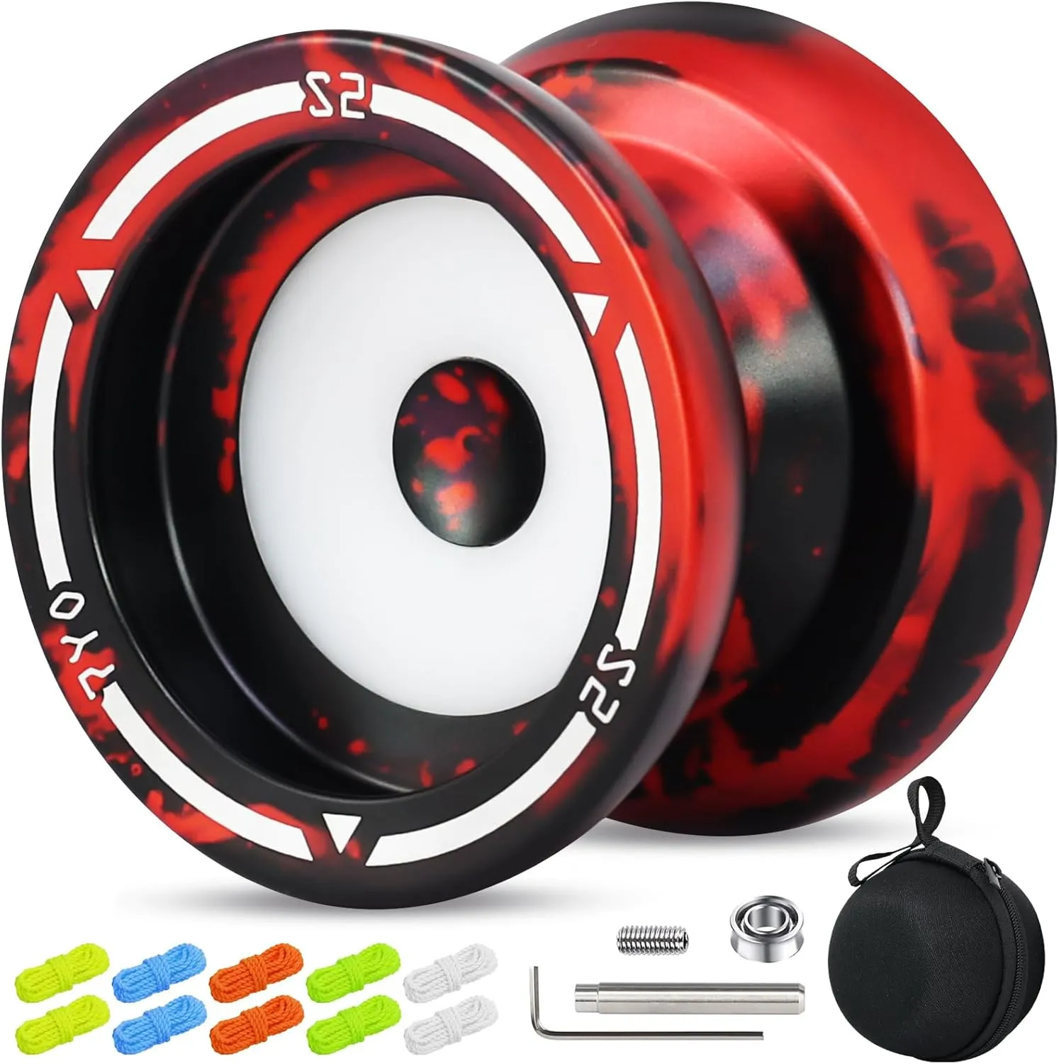 S2 Beginners Yoyo Professional Trick Yoyo for Kids 8-12, Metal Responsive Yo-yo for Adults with Dual Function, 10 Strings, Case, Bearing Removal Tool