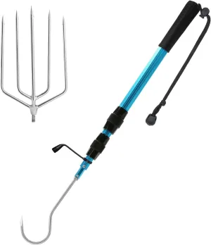 SANLIKE Telescopic Fish Gaff with Stainless Sea Fishing Spear Hook Tackle, Soft Handle Aluminium Alloy Pole for Saltwater Offshore Ice Tool