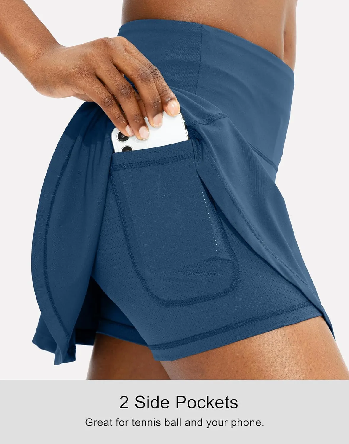 SANTINY Pleated Tennis Skirt for Women with 4 Pockets Women's High Waisted Athletic Golf Skorts Skirts for Running Casual