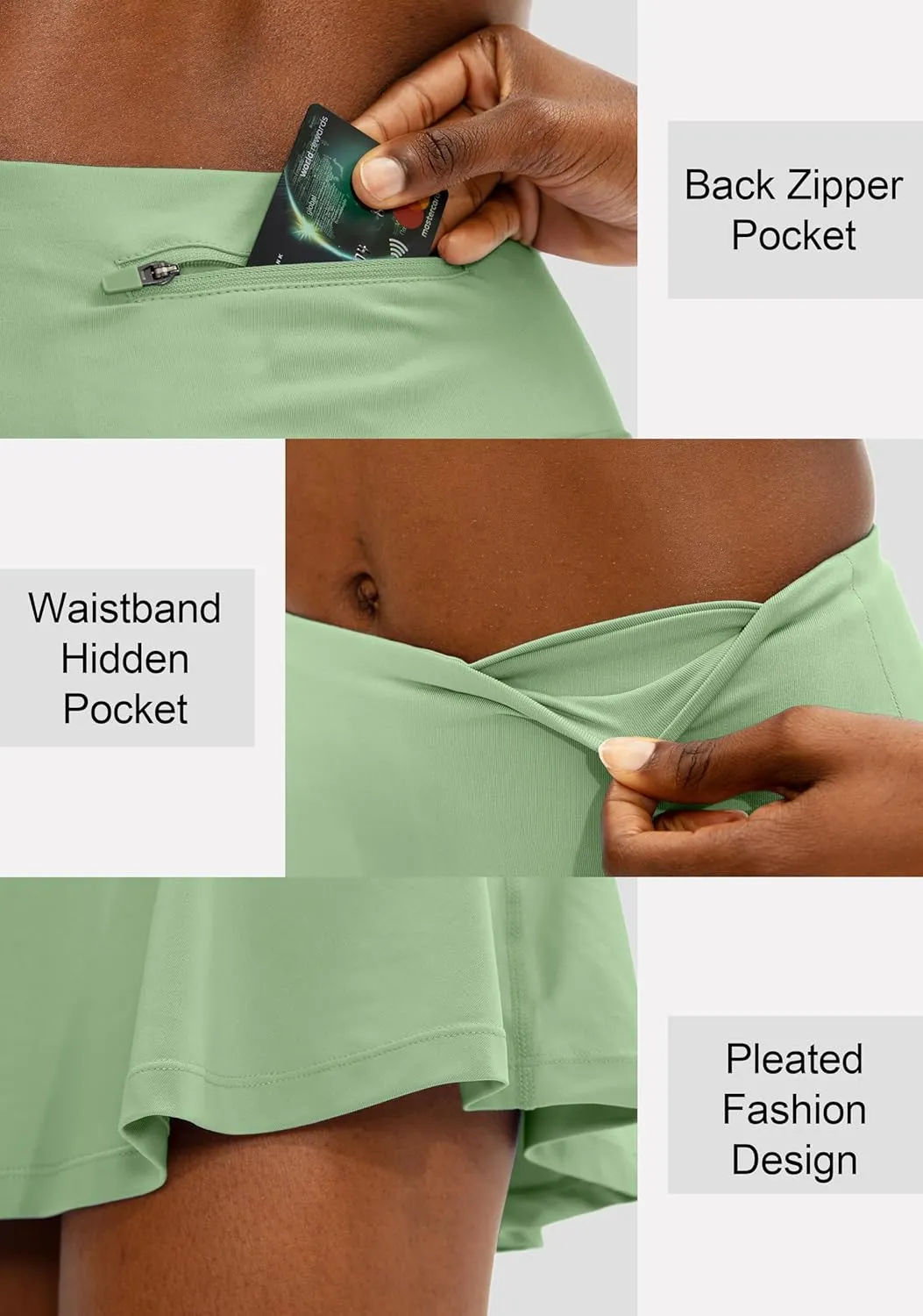SANTINY Pleated Tennis Skirt for Women with 4 Pockets Women's High Waisted Athletic Golf Skorts Skirts for Running Casual