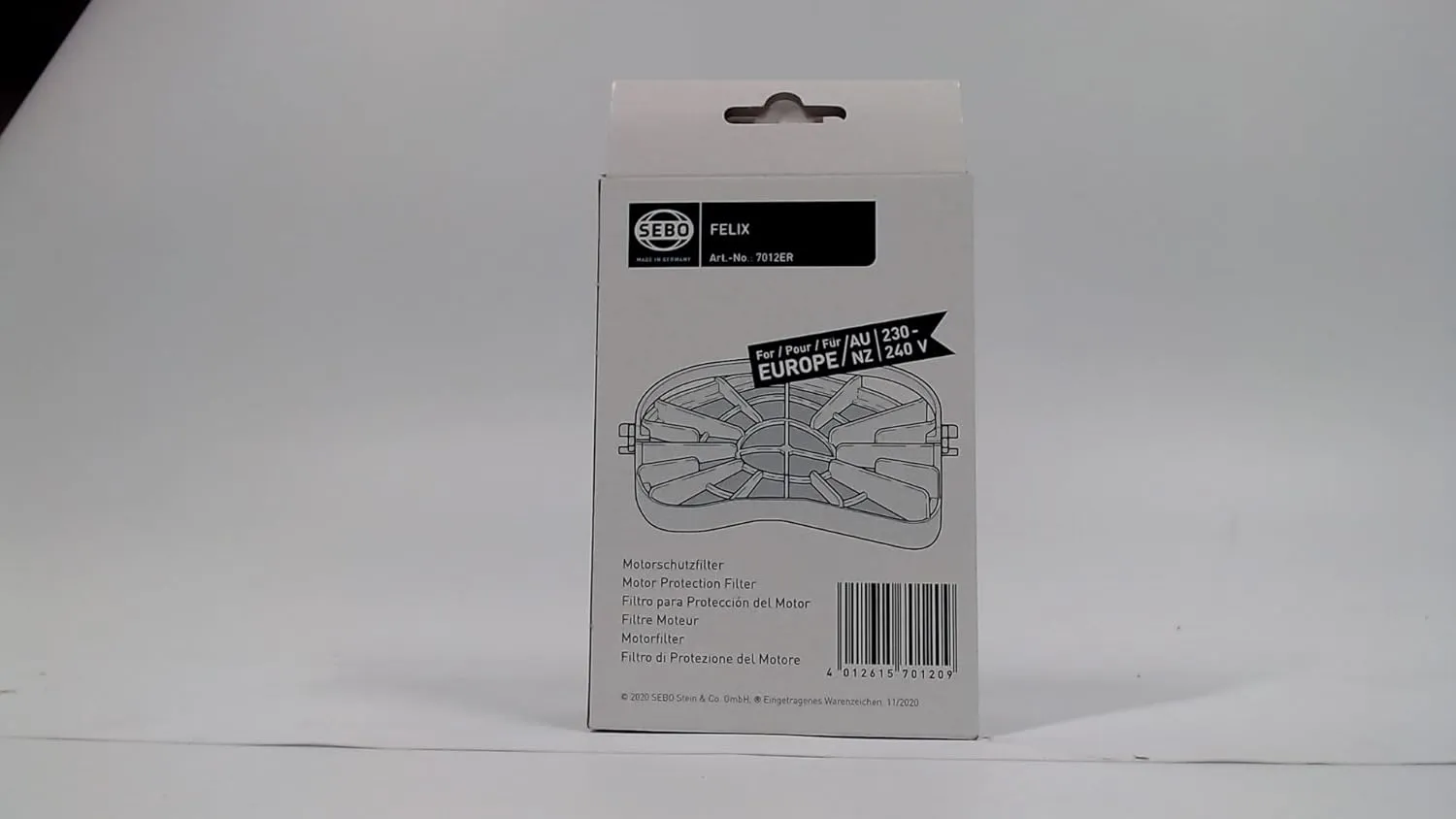 Sebo 7012ER Vacuum Cleaner Pre Motor Protection Filter,White
