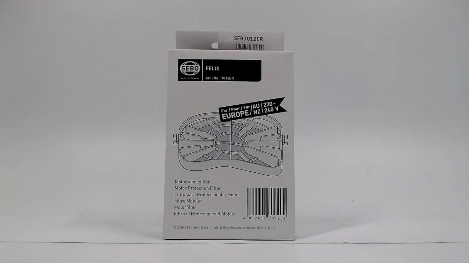 Sebo 7012ER Vacuum Cleaner Pre Motor Protection Filter,White