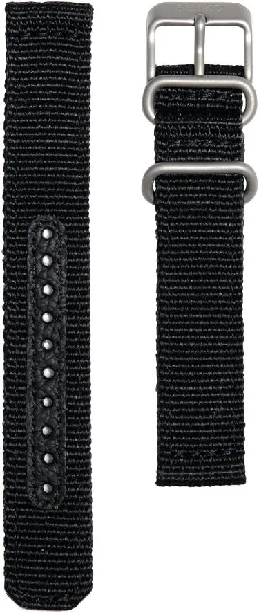Seiko Chronograph Black Nylon 18Mm Watch Band - Black, 18Mm, Regular