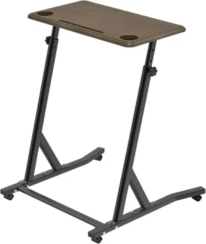 SELEWARE Indoor Cycling Desk Height Adjustable Bike Desk Workstation Standing Desk Wooden Laptop Desk Portable Bike Trainer Fitness Desk with Lockable Wheels for Indoor Cycling Treadmill & Office Use